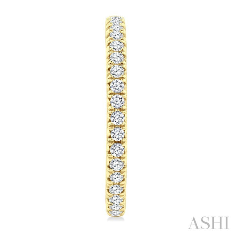 1 Ctw French Pave Set Round Cut Diamond Fashion Half Hoop Earring in 14K Yellow Gold