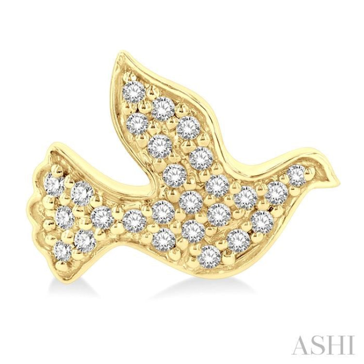 1/6 Ctw Petite Dove Round Cut Diamond Fashion Stud Earring in 10K Yellow Gold