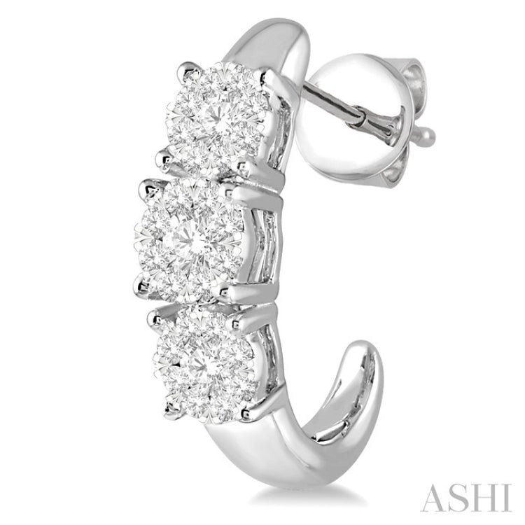 1/2 Ctw Lovebright Round Cut Diamond Earrings in 14K White Gold
