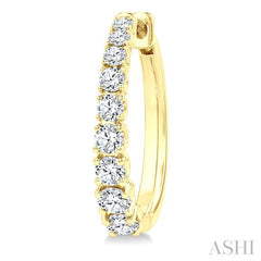 1 Ctw Graduated Round Cut Diamond Fashion Hoop Earrings in 14K Yellow Gold