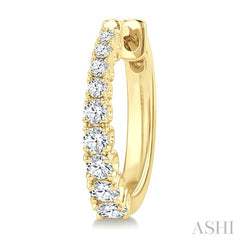 1/2 Ctw Graduated Round Cut Diamond Fashion Hoop Earrings in 14K Yellow Gold