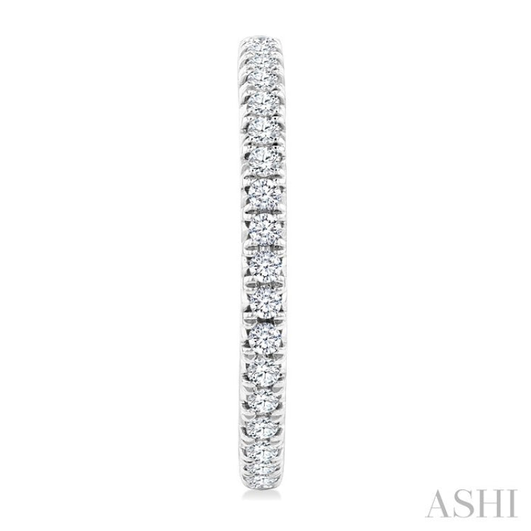 1 Ctw French Pave Set Round Cut Diamond Fashion Half Hoop Earring in 14K White Gold