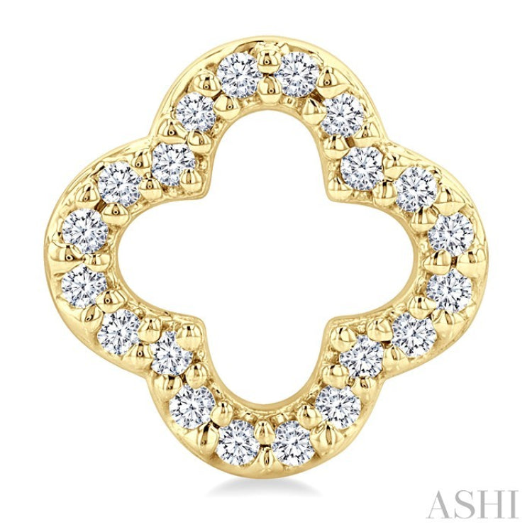 1/6 Ctw Petite Clover Round Cut Diamond Fashion Stud Earring in 10K Yellow Gold