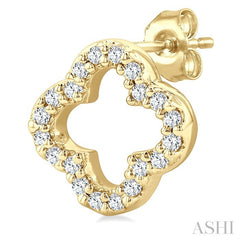 1/6 Ctw Petite Clover Round Cut Diamond Fashion Stud Earring in 10K Yellow Gold