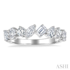 1 1/10 Ctw Mixed Shape Diamond Fashion Band in 14K White Gold