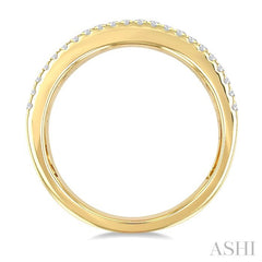 5/8 Ctw Wide 4-Stone Emerald & Round Cut Diamond Fashion Band in 14K Yellow Gold