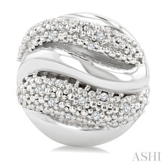 1/10 Ctw Bold Twisted Rib Round Cut Diamond Pirouette Bold Fashion Stud Earring in Sterling Silver