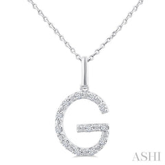 1/10 Ctw Initial 'G' Round Cut Diamond Fashion Pendant With Chain in Sterling Silver