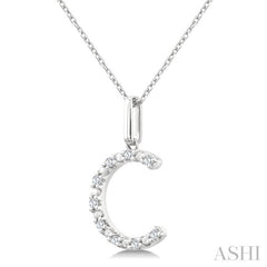 1/20 Ctw Initial 'C' Round Cut Diamond Fashion Pendant With Chain in Sterling Silver