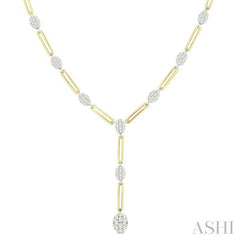 1 3/4 Ctw Lovebright Oval Shape Round Cut Diamond Paperclip Fashion Necklace in 14K Yellow and White Gold