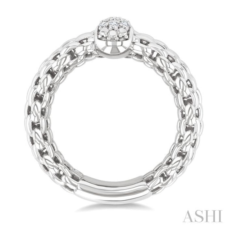1/8 Ctw Bold Silver Cable Chain Inspired Round Cut Diamond Fashion Ring in Sterling Silver