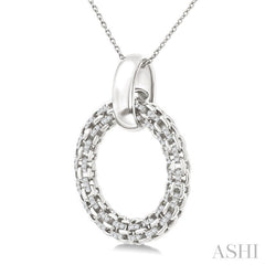 1/8 Ctw Cable Chain Inspired Bold Weave Circle Round Cut Diamond Pendant With Chain in Sterling Silver