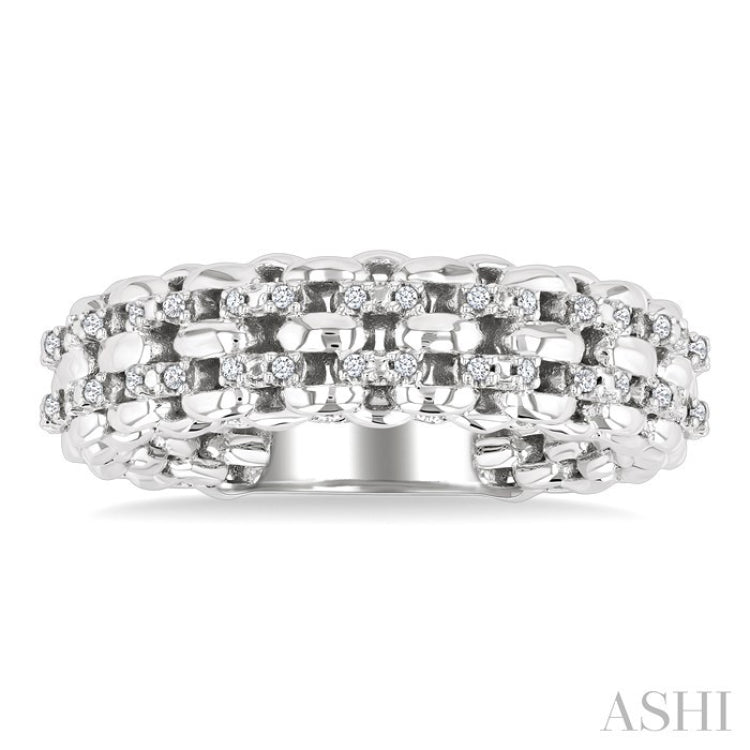 1/10 Ctw Bold Cable Chain Inspired Round Cut Diamond Fashion Ring in Sterling Silver