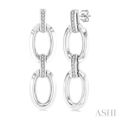 1/10 Ctw Oval Shape D-Link Round Cut Diamond Fashion Earring in Sterling Silver