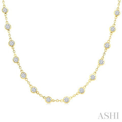 4 Ctw Bezel Set Round Cut Diamond Station Necklace in 14K Yellow Gold