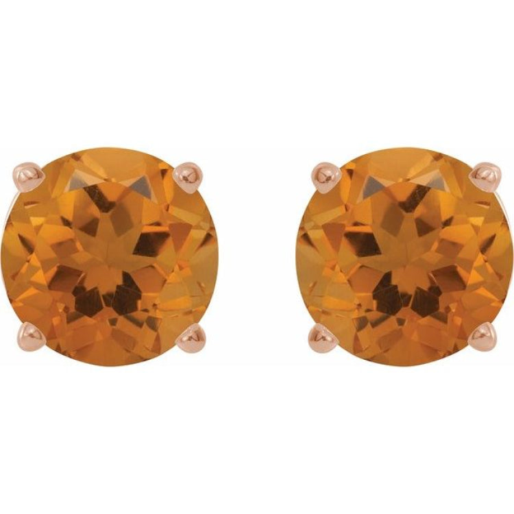 14K Rose Gold 6 mm Natural Citrine Earrings
