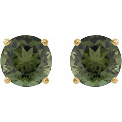 14K Yellow Gold 6 mm Natural Green Tourmaline Earrings