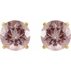 14K Yellow Gold 6 mm Natural Pink Morganite Earrings
