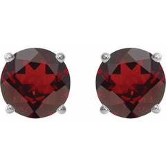 Platinum 6 mm Natural Mozambique Garnet Earrings