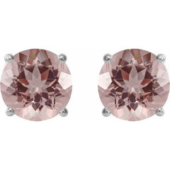 Sterling Silver 6 mm Natural Pink Morganite Earrings