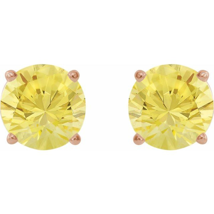 14K Rose Gold 7 mm Lab-Grown Yellow Sapphire Earrings