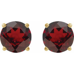 14K Yellow Gold 7 mm Natural Mozambique Garnet Earrings