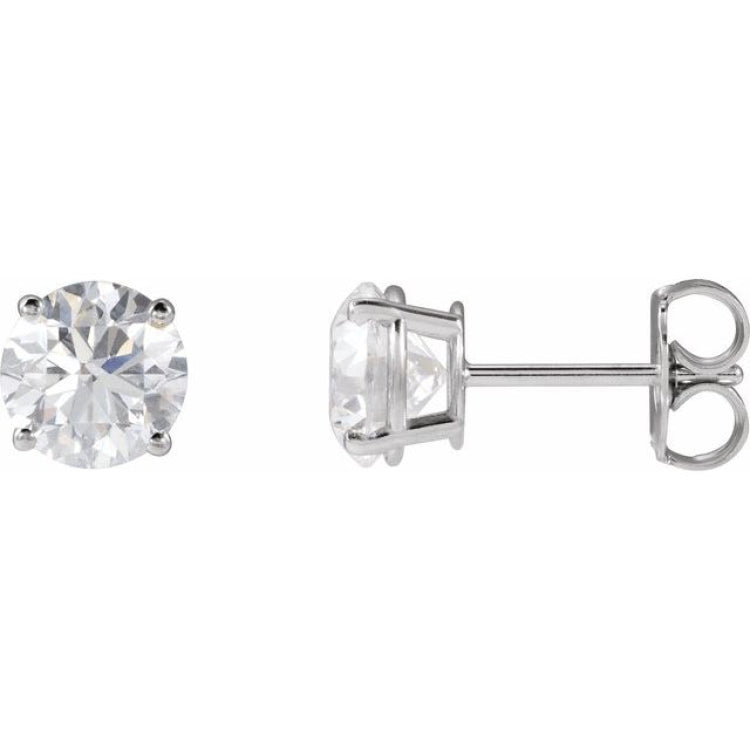 Platinum 7 mm Natural Black Onyx Earrings