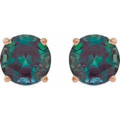 14K Rose Gold 8 mm Lab-Grown Alexandrite Earrings