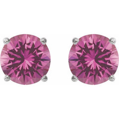 14K White Gold 8 mm Lab-Grown Pink Sapphire Earrings