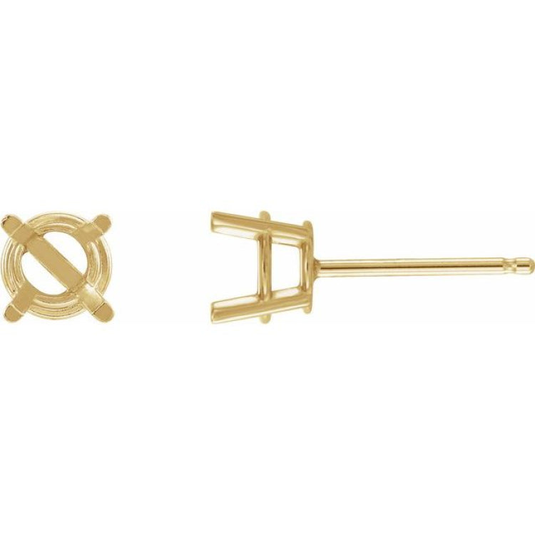 14K Yellow Gold 8 mm Natural Black Onyx Earrings