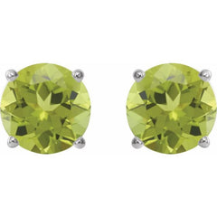 14K White Gold 6 mm Natural Peridot Earrings