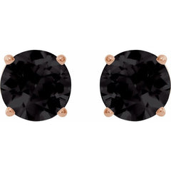14K Rose Gold 7 mm Natural Black Onyx Earrings