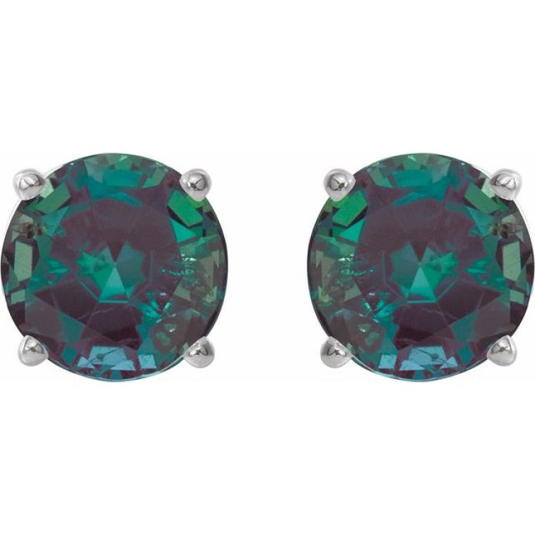 Platinum 7 mm Lab-Grown Alexandrite Earrings