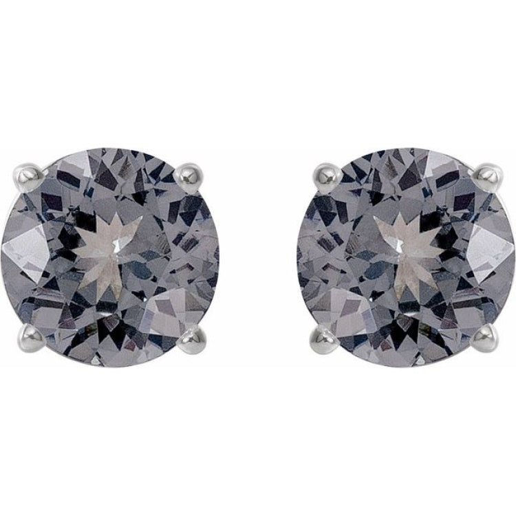 14K White Gold 6 mm Natural Gray Spinel Earrings