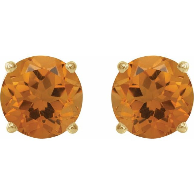 14K Yellow Gold 7 mm Natural Citrine Earrings