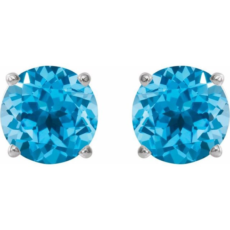 Platinum 7 mm Natural Swiss Blue Topaz Earrings