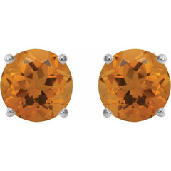 Sterling Silver 7 mm Natural Citrine Earrings