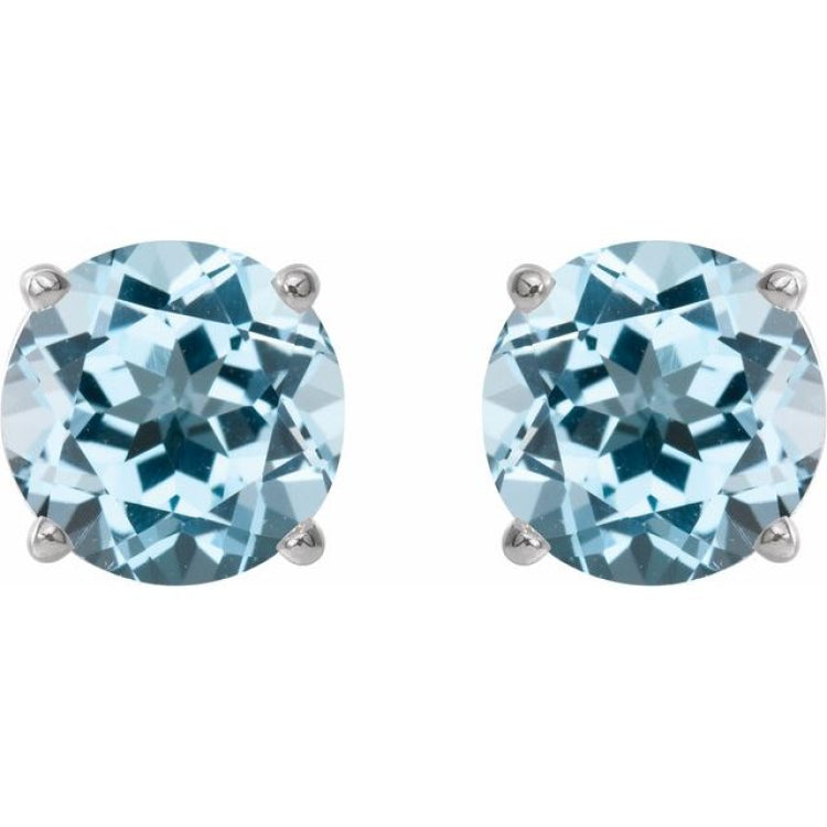 Sterling Silver 7 mm Natural Sky Blue Topaz Earrings