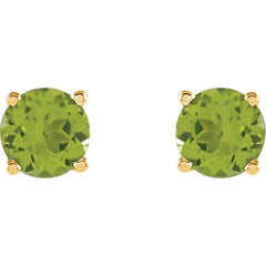 14K Yellow Gold 8 mm Natural Peridot Earrings