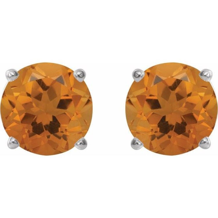 Platinum 8 mm Natural Citrine Earrings