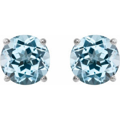 Platinum 8 mm Natural Sky Blue Topaz Earrings