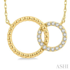1/10 Ctw Interlocking Twin Circles Round Cut Diamond Pendant With Chain in 10K Yellow Gold
