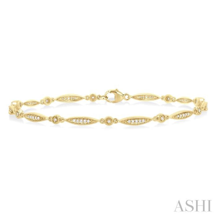 1/4 Ctw Marquise Link Round Cut Diamond Fashion Bracelet in 10K Yellow Gold