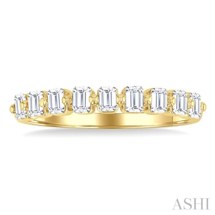 3/4 Ctw Half Eternity Emerald Cut Diamond Fashion Band in 14K Yellow Gold