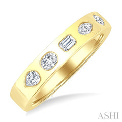 3/8 Ctw Spaced Mixed Shape Diamond Cut Fashion Band in 14K Yellow Gold