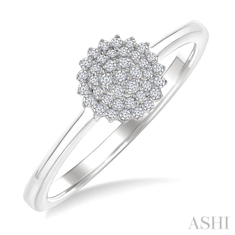 1/6 Ctw Petite Round Shape Round Cut Diamond Cluster Fashion Ring in 10K White Gold