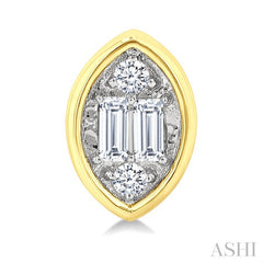 1/5 Ctw Petite Bezel Set Marquise Shape Fusion Baguette and Round Cut Diamond Fashion Stud Earring in 10K Yellow Gold