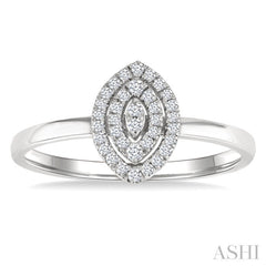 1/6 Ctw Double Halo Marquise Shape Petite Round Cut Diamond Fashion Ring in 10K White Gold