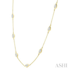 2 Ctw Marquise Cut Diamond Fashion Necklace in 14K Yellow Gold