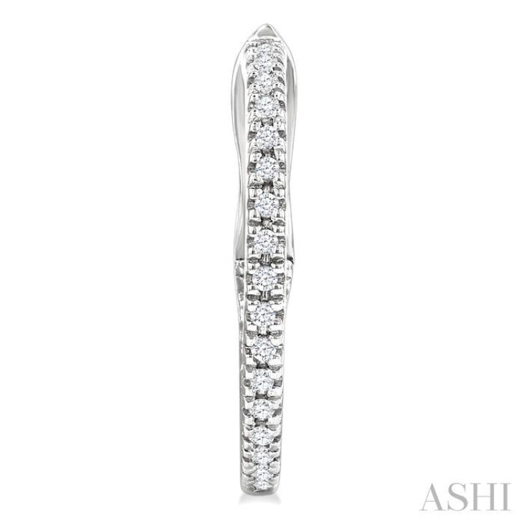 1/6 Ctw Inside & Outside Round Cut Diamond Hoop Earring in 10K White Gold